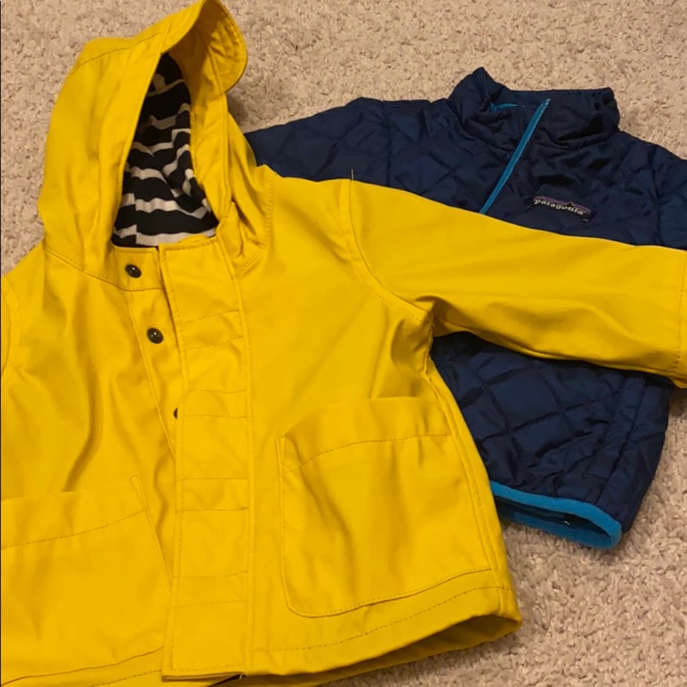 Patagonia fall jacket + Baby Gap raincoat